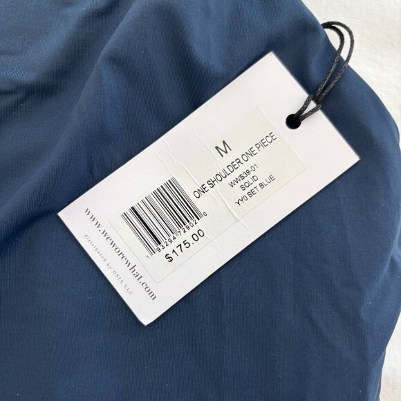 We wore what - one shoulder one piece bathing suit, Navy, Sz M, NWT - Picture 5 of 6